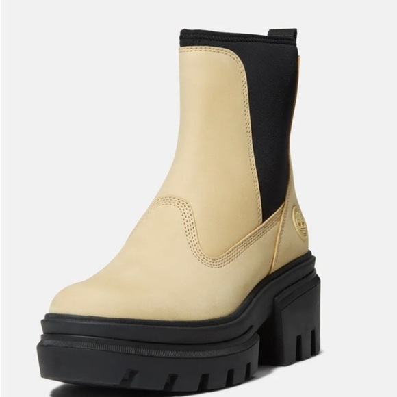 Timberland Everleigh Light Yellow nubuck lug sole side goring Chelsea Boots sz 8 - Picture 3 of 8